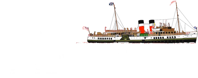 Paddle Steamer Waverley logo, with a drawing of the ship and the words The World’s Last Seagoing Paddle Steamer.
